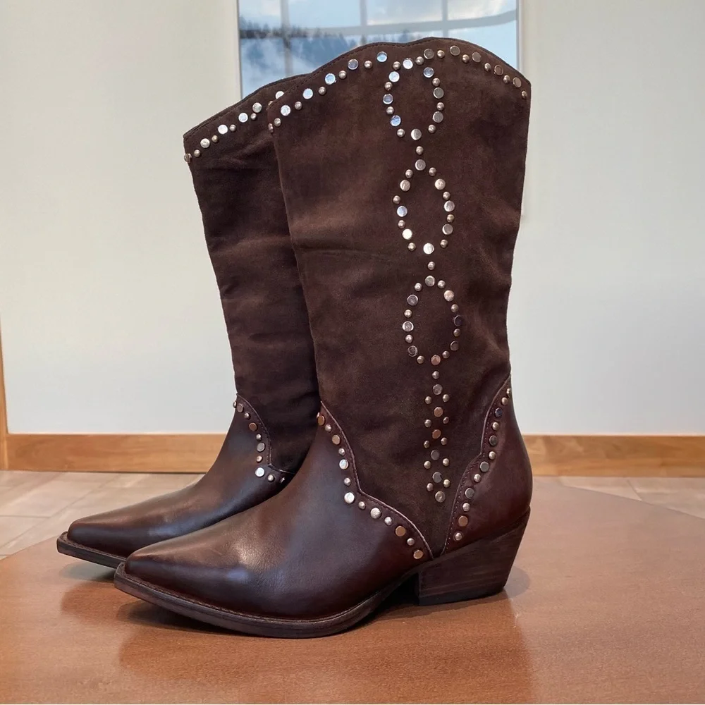 NWOT Free People Jackson Studded Western Bootie, Size 7.5